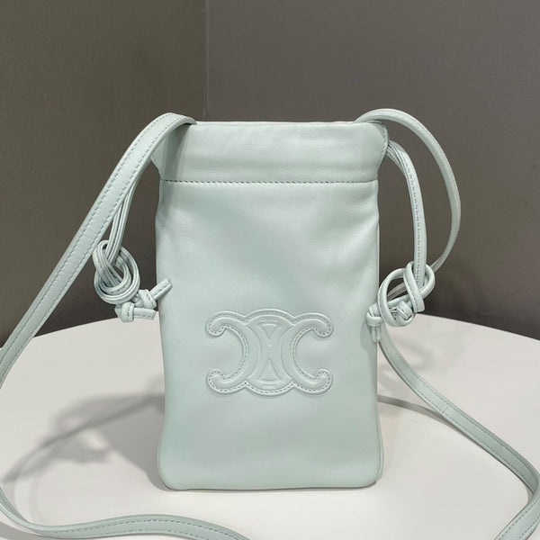 Celine Cuir Triomphe Drawstring Phone Pouch