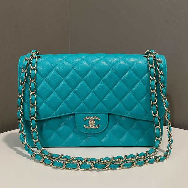 Chanel 17C Classic Quilted Jumbo Double Flap
Turquoise Caviar