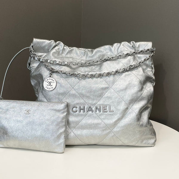 Chanel 23P 22 Medium Metallic Silver