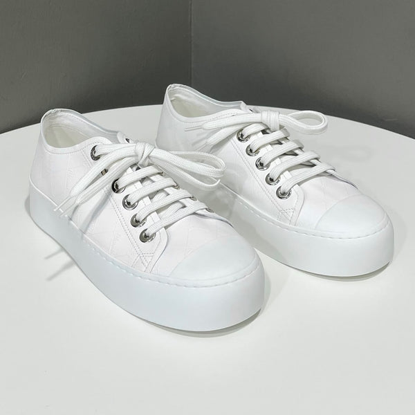 Chanel Printed Logo Platform Sneaker Ivory White Size 36 C