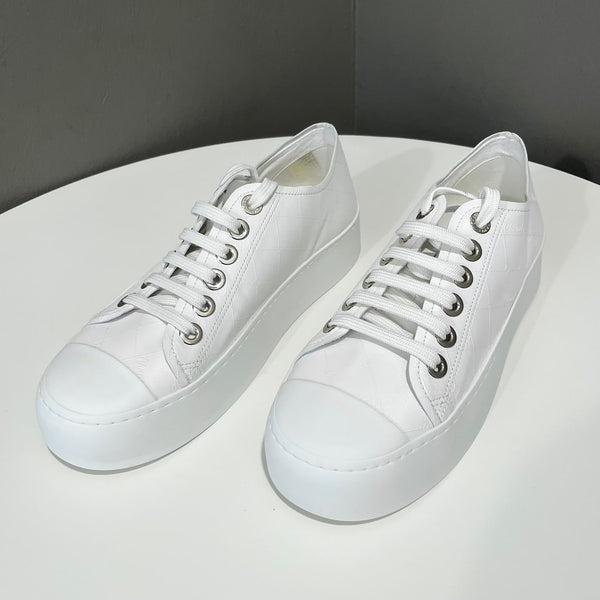 Chanel Printed Logo Platform Sneaker Ivory White
