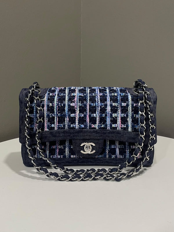 Chanel Tweed Classic Double Flap Denim Tweed