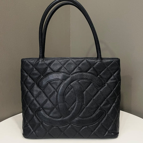 Chanel Vinatge Medallion Tote Black Caviar