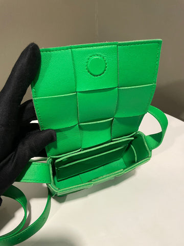 Open image in slideshow, Bottega Veneta Cassette Mini Crossbody Bag Parakeet Nappa Leather