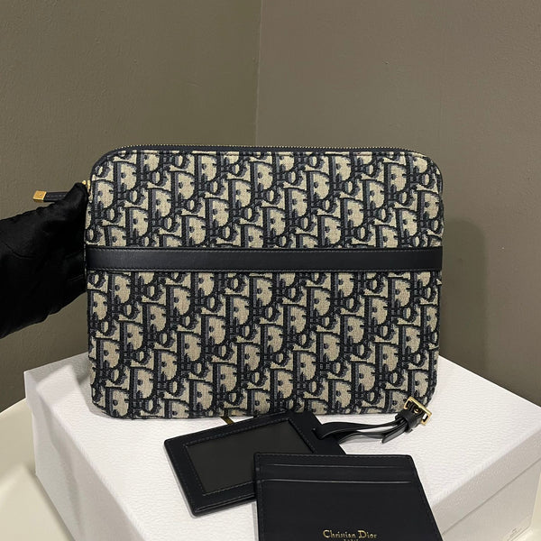 Dior 3 PCs Travel Pouch Blue Oblique