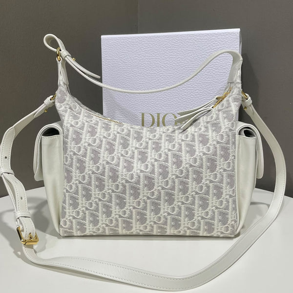 Dior D-Dream Hobo Bag Latte Grey Oblique Calfskin