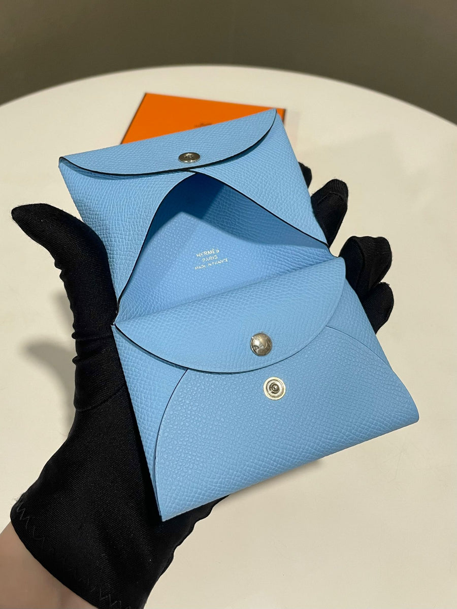 CALVI DUO COMPACT CARD HOLDER IN CLASSIC ORANGE EPSOM CALFSKIN
