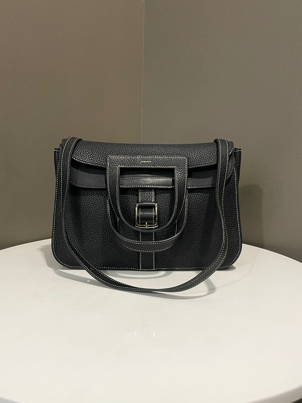 Hermes Halzan 31 Black Noir Clemence