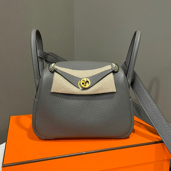 Hermes Mini Lindy Gris Meyer Clemence