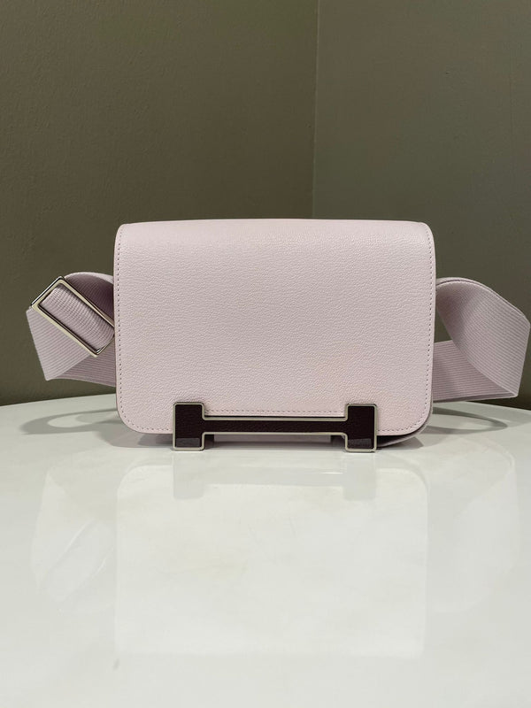 Hermes Geta Mauve Pale Rouge Sellier Chevre