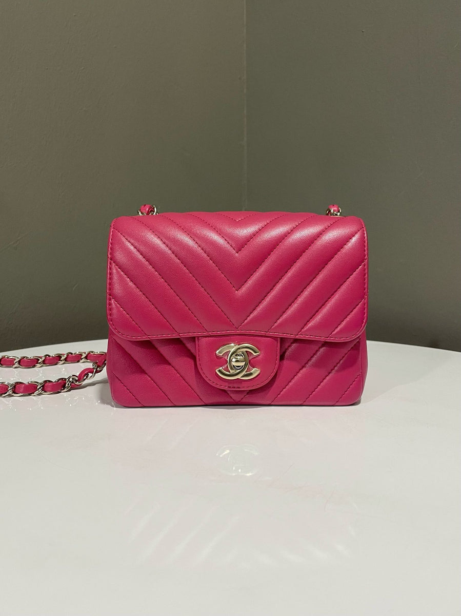 Chanel Classic Chevron Mini Square Rose Pink
