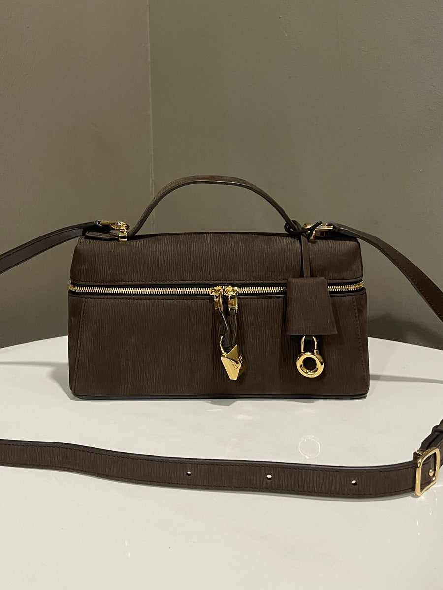 Loro Piana Extra Bag L23 Dark Chocolate Licorice Suede