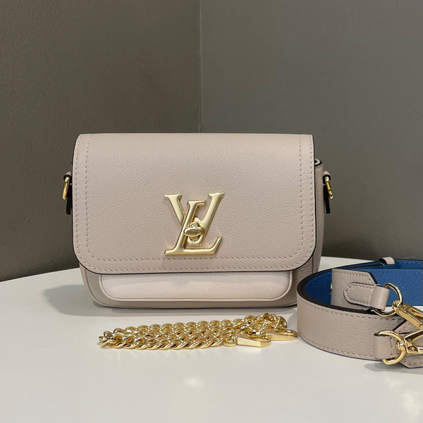 Louis Vuitton Lockme Tender Crossbody Bag Greige Grained Calf Leather