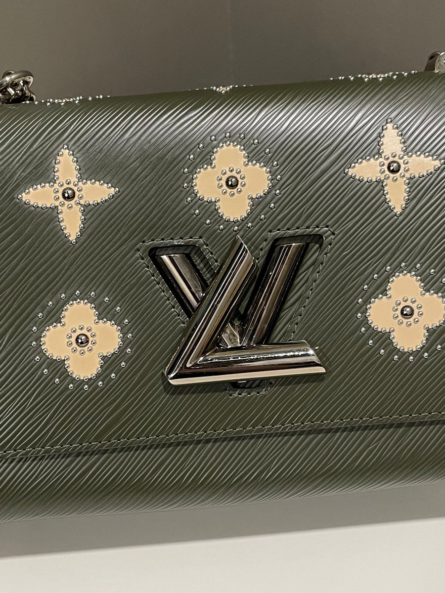 Louis Vuitton Twist Flower Studded MM Khaki Green Epi Leather