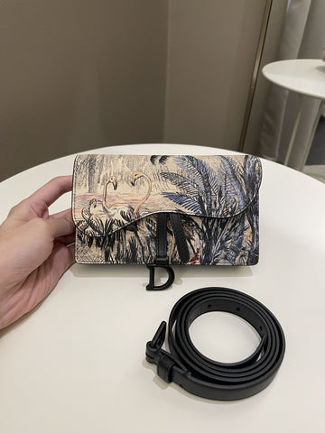 Open image in slideshow, Dior Saddle Belt Pouch Black / Beige Printed Calfskin