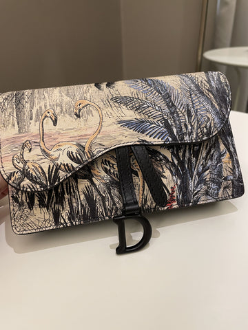 Open image in slideshow, Dior Saddle Belt Pouch Black / Beige Printed Calfskin