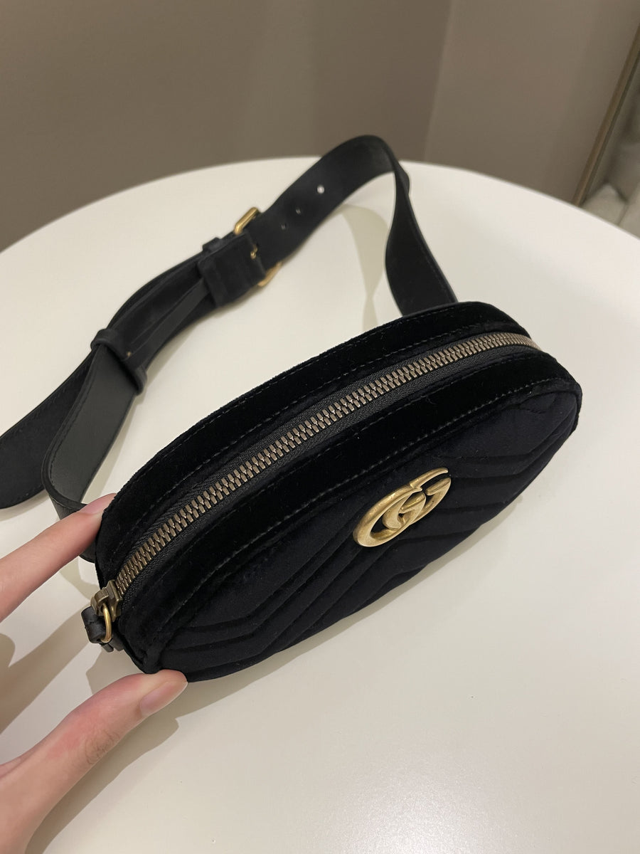 Gucci Marmont Belt Bag Black Velvet