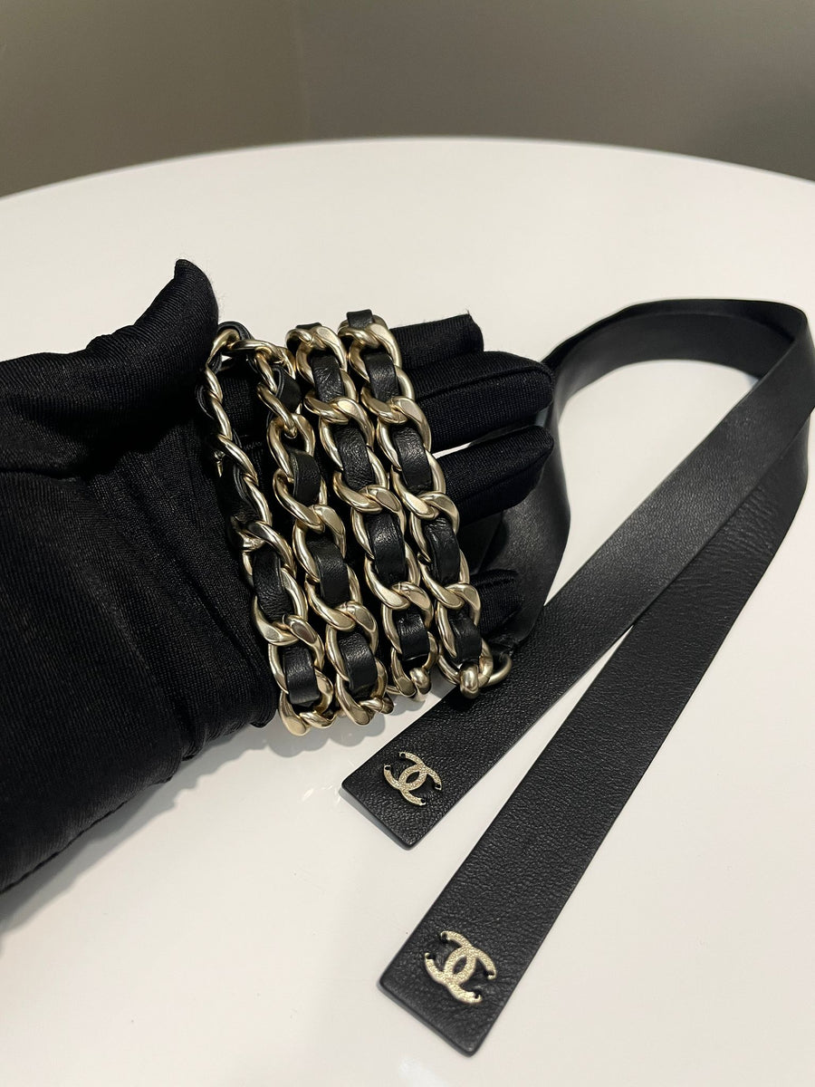 Chanel 20C Leather Chain Belt Black Lambskin