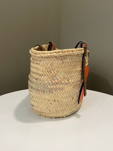 Open image in slideshow, Loewe Small Basket Bag Natural/ Orange Palm leaf/ Calf