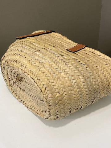 Open image in slideshow, Loewe Small Basket Bag Natural/ Orange Palm leaf/ Calf
