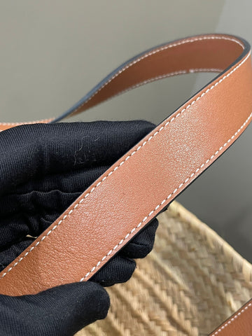 Open image in slideshow, Loewe Small Basket Bag Natural/ Orange Palm leaf/ Calf