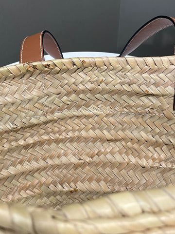 Open image in slideshow, Loewe Small Basket Bag Natural/ Orange Palm leaf/ Calf