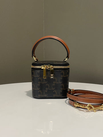 Open image in slideshow, Celine Mini Vanity Case Tan Canvas/ Calfskin