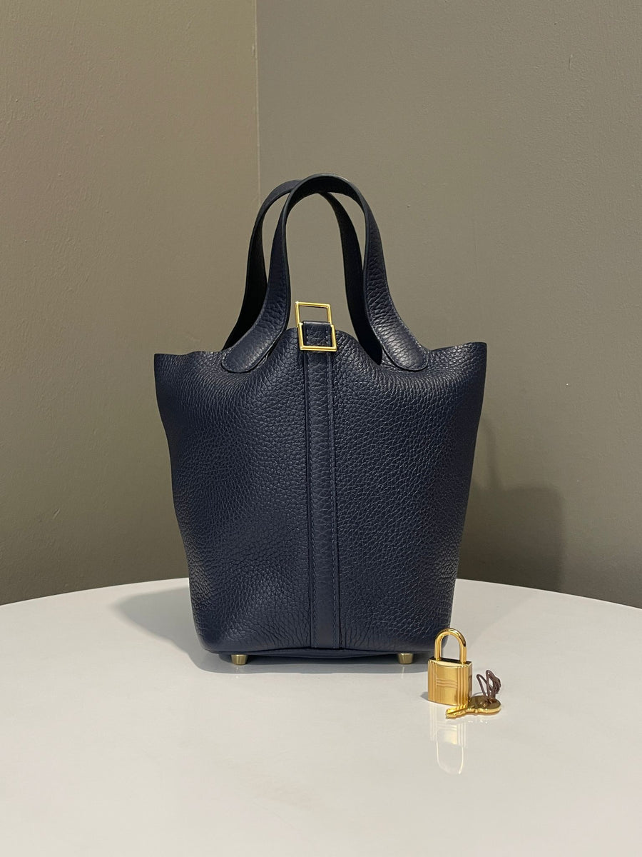 Leather Hermes Picotin 18 Bleu Nuit Hermes Picotin Lock 18 Bleu