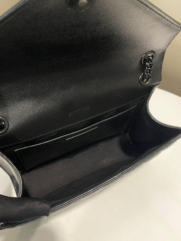 Open image in slideshow, Saint Laurent Envelope Bag Black Grained Leather