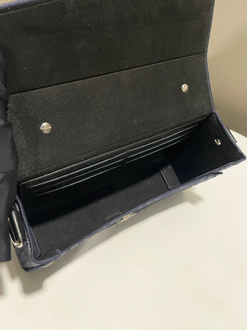 Open image in slideshow, Fendi Baguette Trunk Messenger Bag Dark Blue Denim