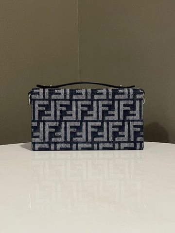 Open image in slideshow, Fendi Baguette Trunk Messenger Bag Dark Blue Denim