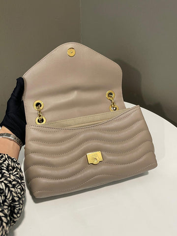 Open image in slideshow, Louis Vuitton New Wave Chain Bag Taupe Quilted Calfskin