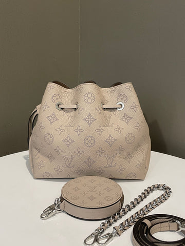Open image in slideshow, Louis Vuitton Bella Bucket Bag Galet Gray Perforated Mahina