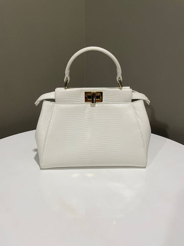 Open image in slideshow, Fendi Peekaboo Mini White Lizard
