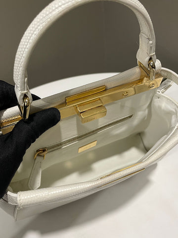 Open image in slideshow, Fendi Peekaboo Mini White Lizard