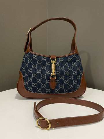 Open image in slideshow, Gucci Jackie 1961 Hobo Bag Jacquard Denim