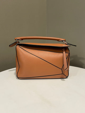 Open image in slideshow, Loewe Small Puzzle Bag Tan Calfskin
