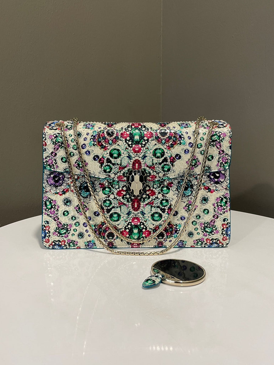 Bvlgari Limited Bejeweled Gem Serpenti Bag Multicolour Python