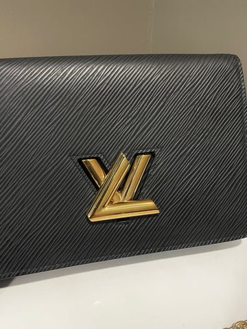 Open image in slideshow, Louis Vuitton Twist Chain Bag Black Epi