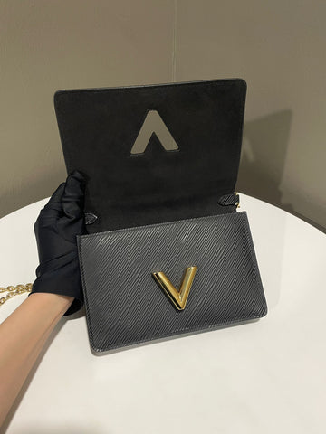 Open image in slideshow, Louis Vuitton Twist Chain Bag Black Epi