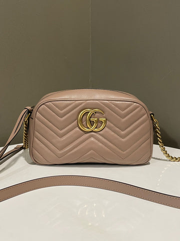 Open image in slideshow, Gucci Marmont Camera Bag Nude Beige