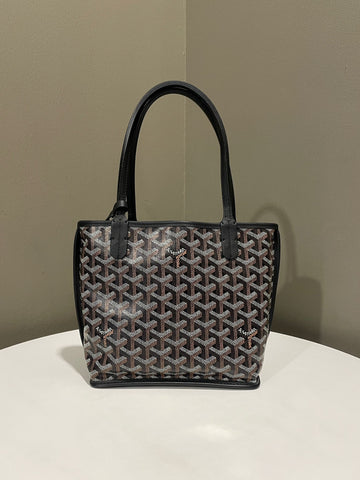 Open image in slideshow, Goyard Mini Anjou Tote Bag Black Goyardine Canvas / Leather