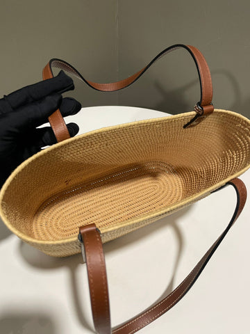 Open image in slideshow, Loewe Anagram Square Tote Bag Beige/ Brown Raffia