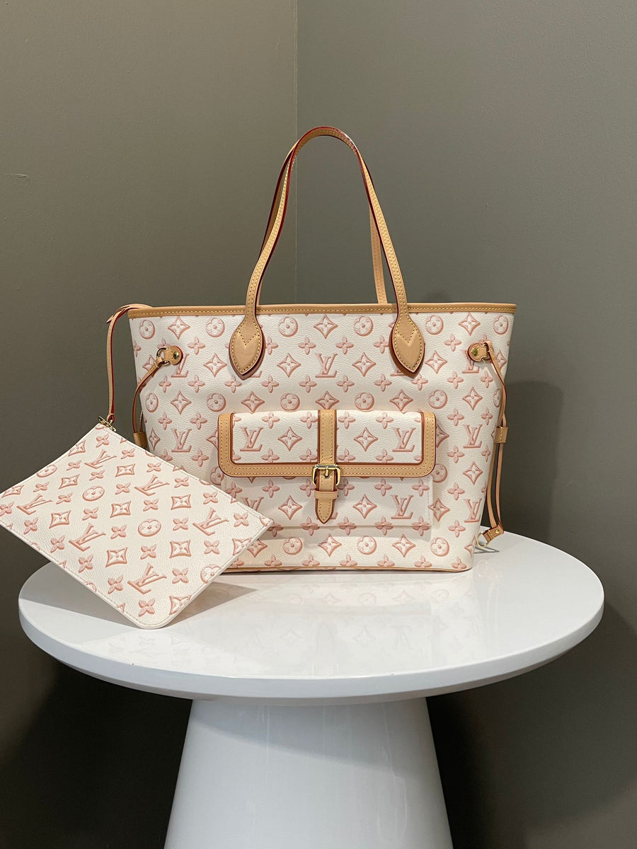 Louis Vuitton Neverfull MM with Front Pocket Beige Clair Monogram