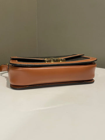 Open image in slideshow, Celine Triomphe Crossbody Tan Canvas/ Calfskin