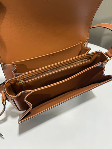 Open image in slideshow, Celine Triomphe Crossbody Tan Canvas/ Calfskin