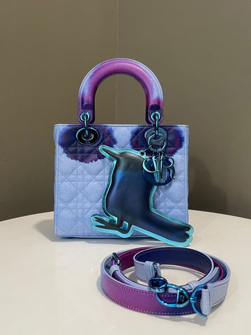 Open image in slideshow, Dior Lady Art Bag Blue / Purple Lambskin