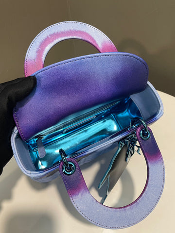 Open image in slideshow, Dior Lady Art Bag Blue / Purple Lambskin