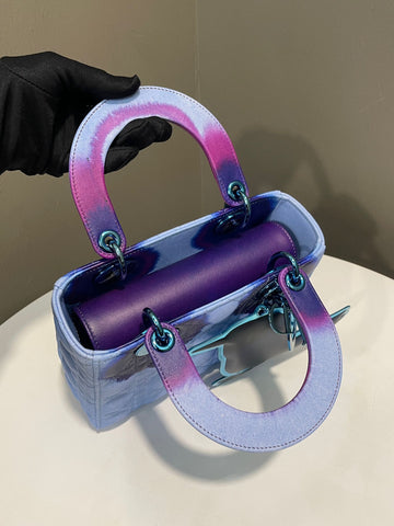 Open image in slideshow, Dior Lady Art Bag Blue / Purple Lambskin