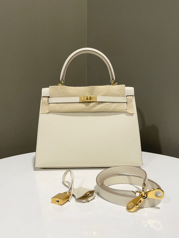 Hermes Kelly Sellier 25 Craie Epsom